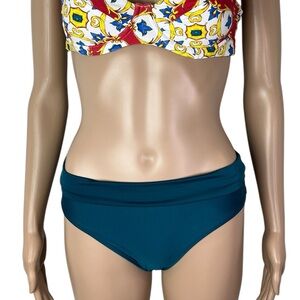 New Vix Paula Hermanny x Revolve Beth Fold Over Bikini Bottom Ocean Blue